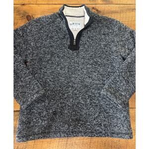 Orvis Pullover Mens Medium Gray 1/4 Zip Long Sleeve Sherpa Fleece Lined